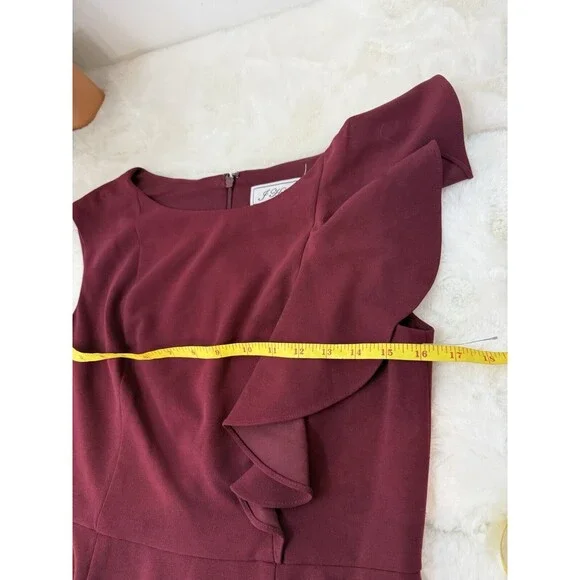 JESSICA HOWARD Wine Ruffle Stretch Sheath Dress Medium - Picture 11 of 14